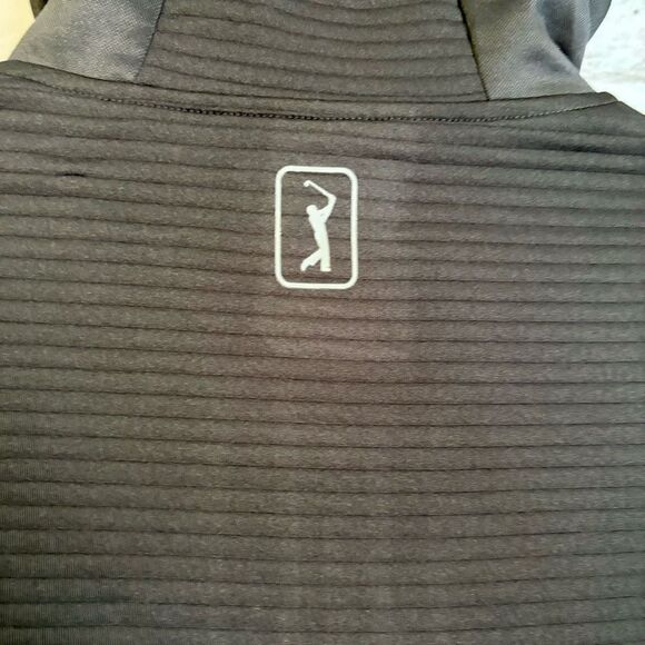 PGA Tour Men's Pro Knit 1/4 Zip Golf Hoodie Pullover Black Quilted Size Medium - Picture 5 of 7